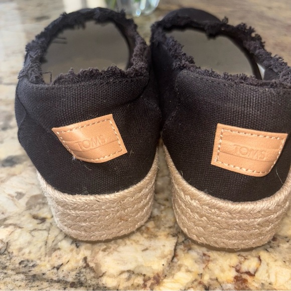 Toms Black Espadrille Platform Slip-Ons - Picture 5 of 10